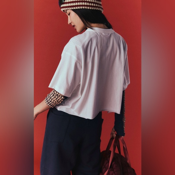 Free People X FP Movement Inspire Logo Tee in White Combo NWT - Picture 4 of 4